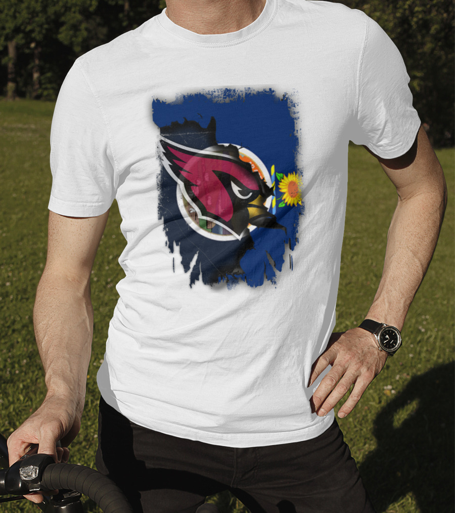 Kansas Flag With Cardinals Logo Integration T-Shirt
