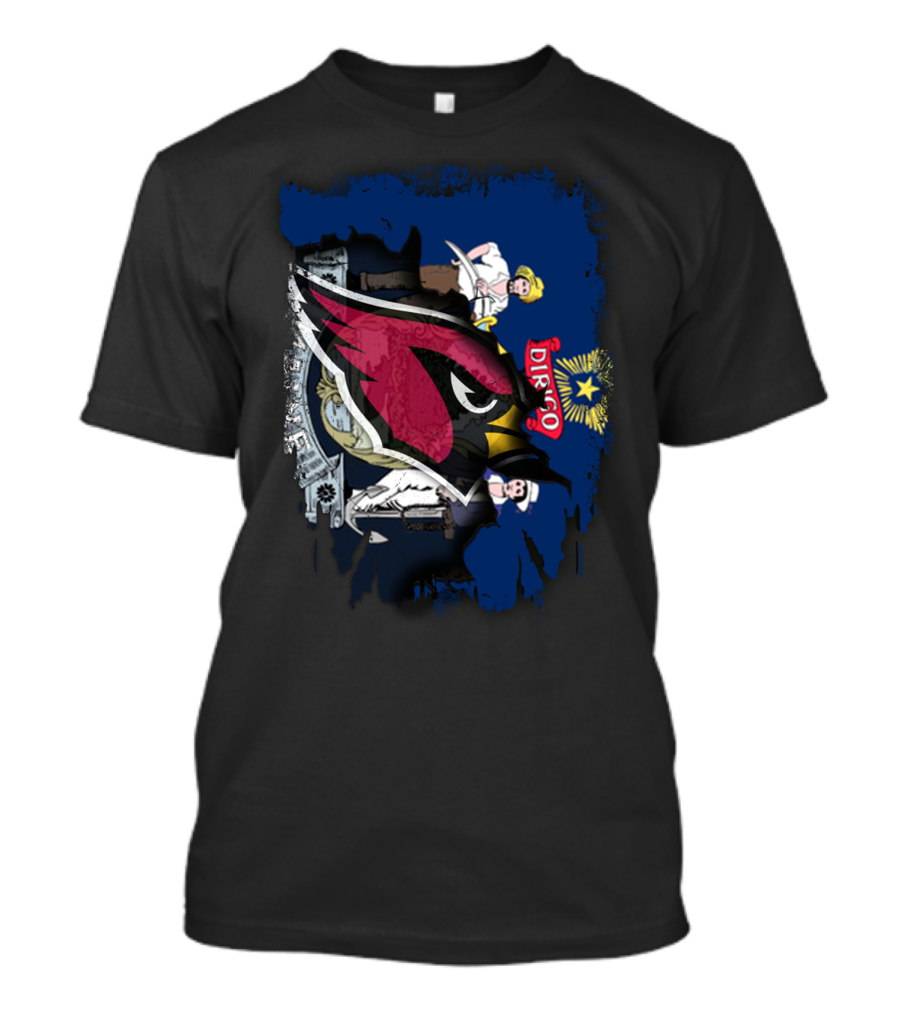 Maine State Flag With Cardinals NFL Team Logo Together T-Shirt