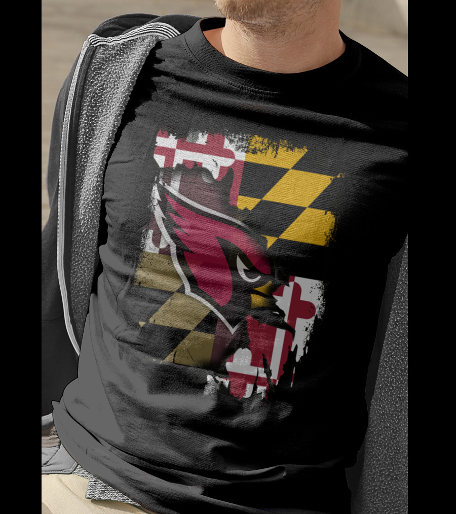 Together Maryland Cardinals With Maryland Flag Background T-Shirt