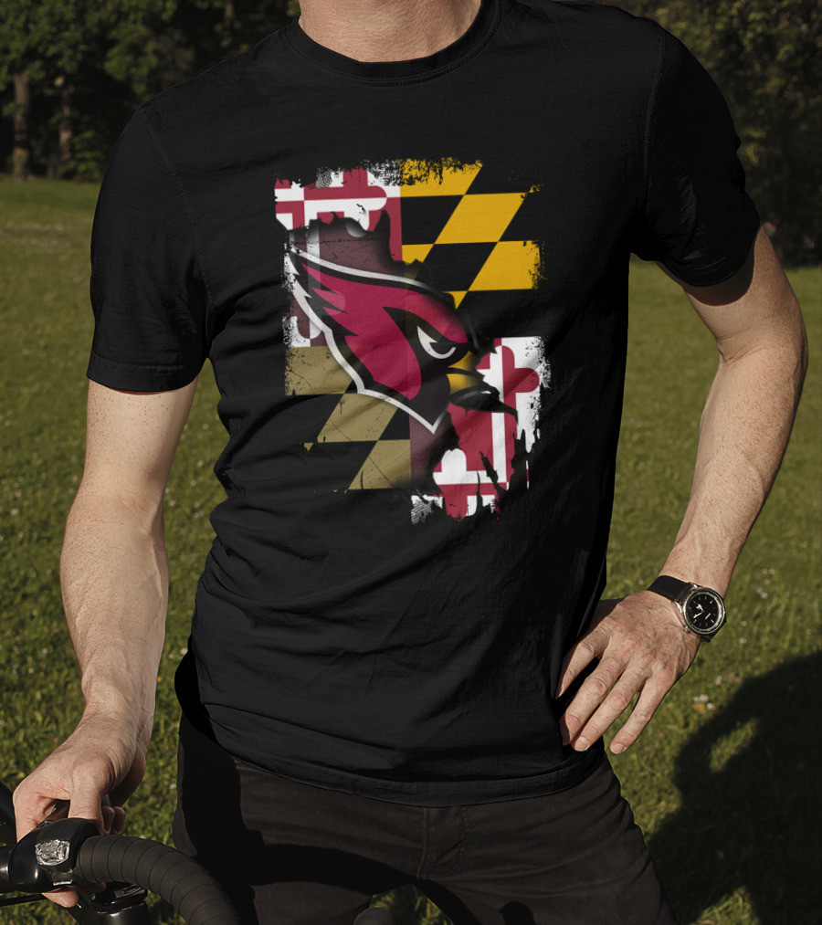 Together Maryland Cardinals With Maryland Flag Background T-Shirt