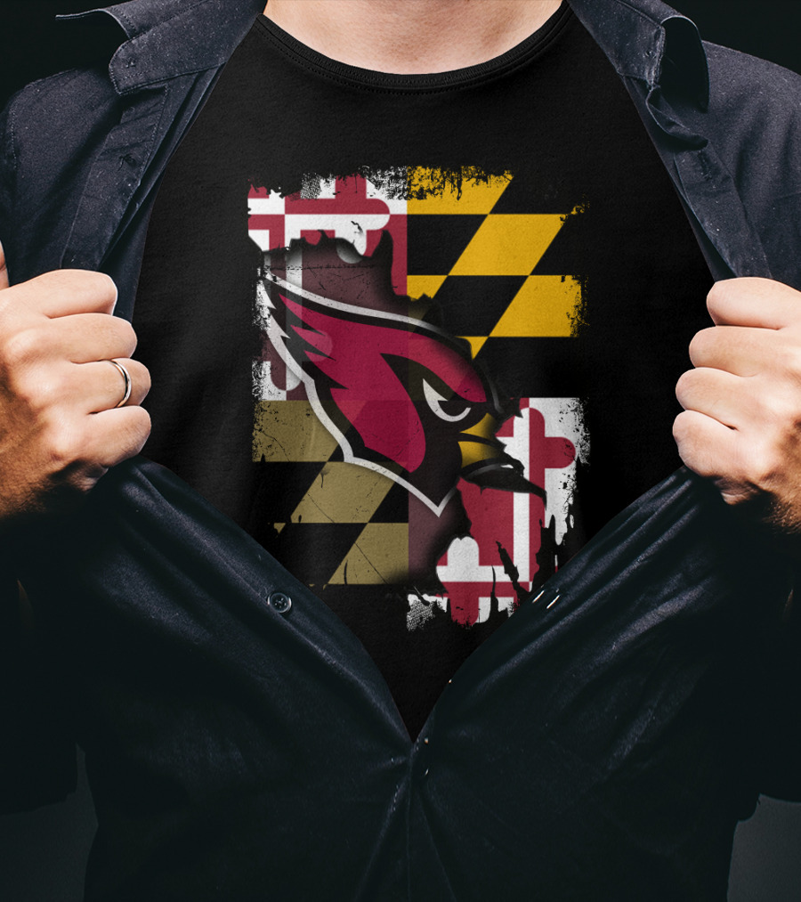 Together Maryland Cardinals With Maryland Flag Background T-Shirt