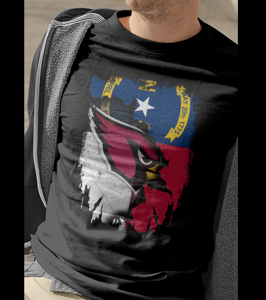 Together North Carolina Cardinal Logo In State Flag Colors T-Shirt