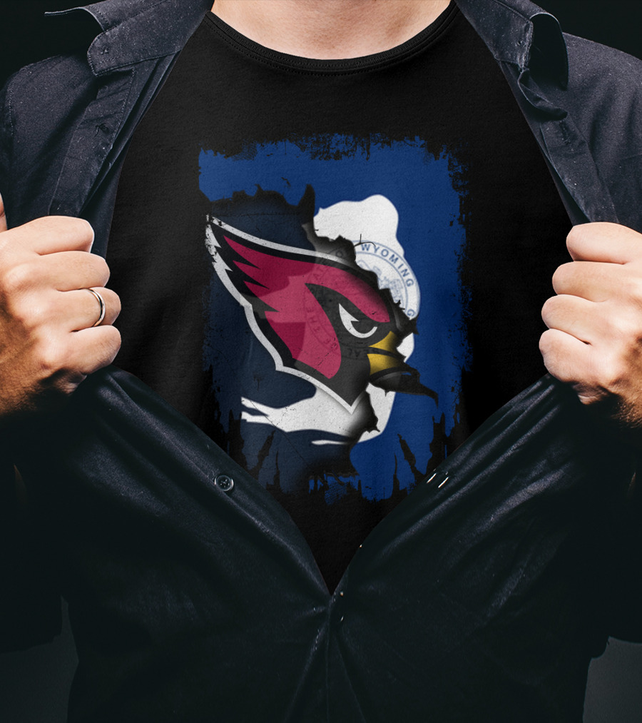 Wyoming State With Cardinals Logo Fusion T-Shirt