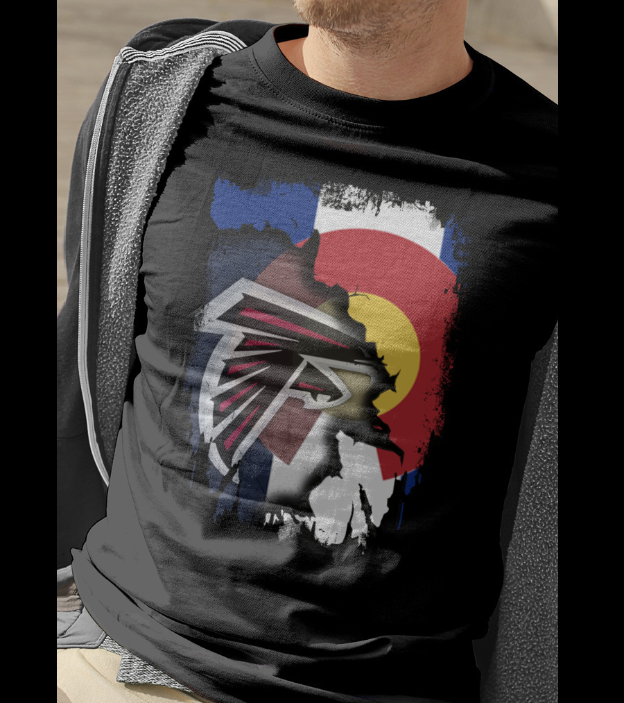 Together Colorado Falcons With State Flag And Atlanta Falcons Logo Fusion T-Shirt