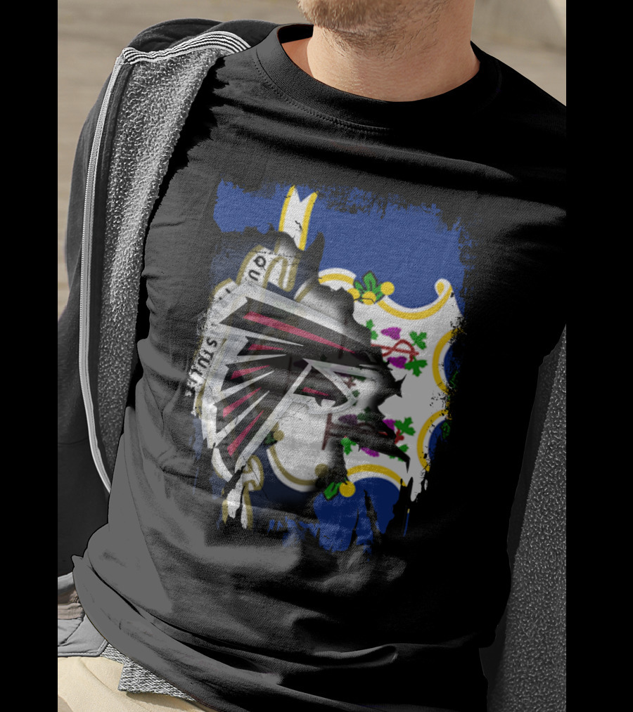 Connecticut State Flag With Atlanta Falcons Logo Integration T-Shirt