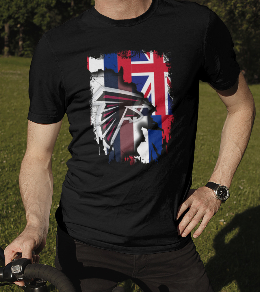 Hawaii Flag Blended With Atlanta Falcons Logo Together T-Shirt