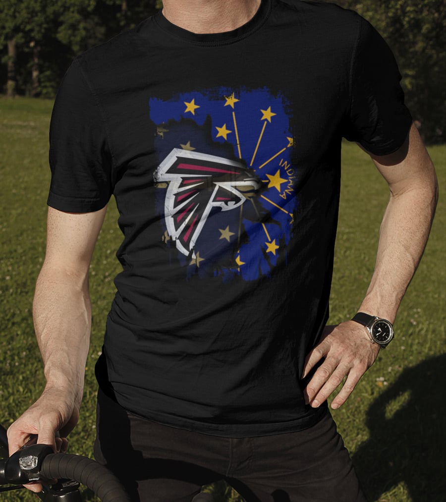 Indiana State Flag With Atlanta Falcons Logo Together T-Shirt