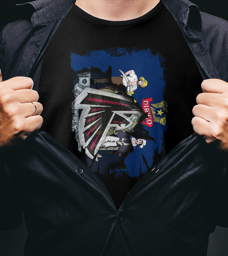Maine State Seal With Atlanta Falcons Logo Integration T-Shirt