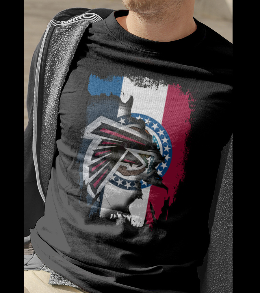 Together Missouri With Atlanta Falcons Blended With State Flag T-Shirt