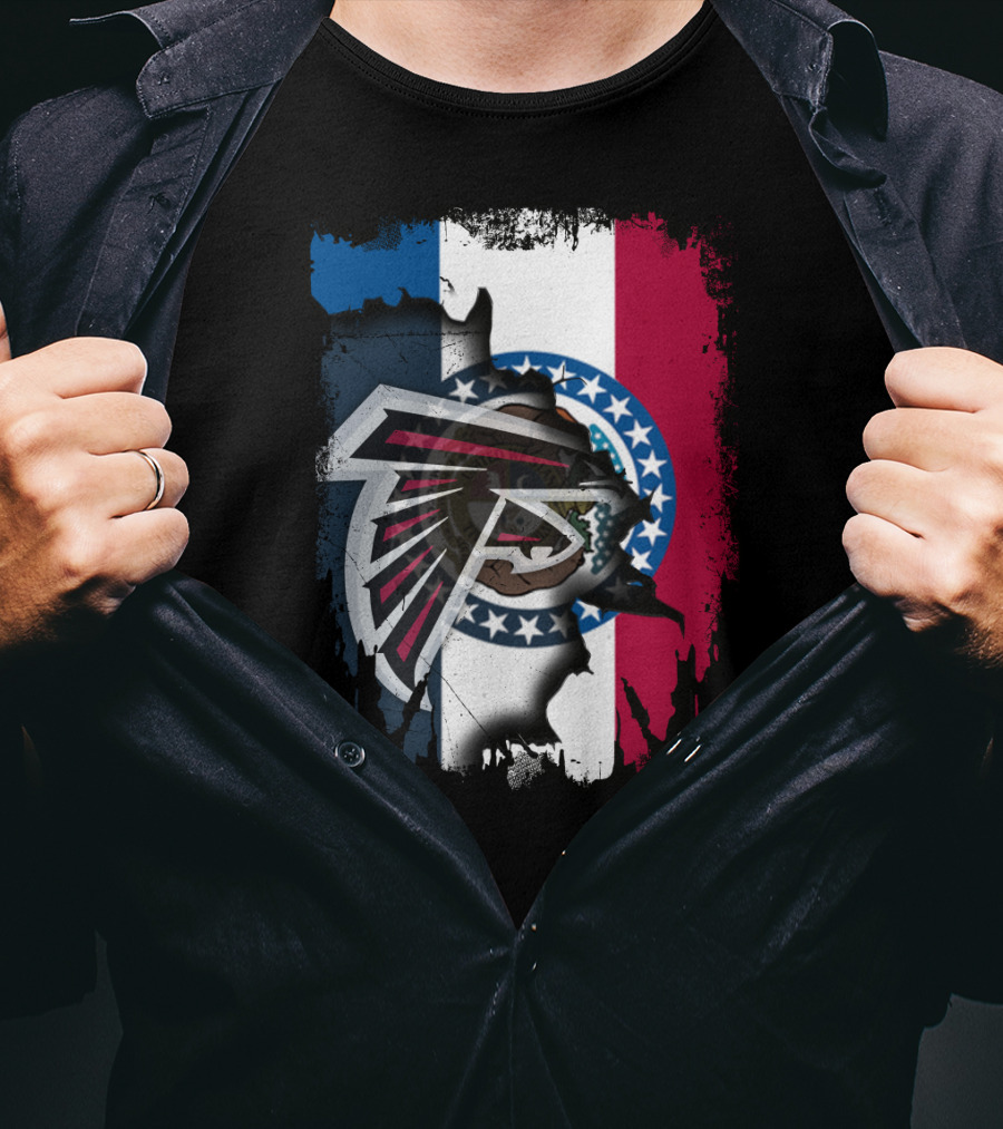 Together Missouri With Atlanta Falcons Blended With State Flag T-Shirt