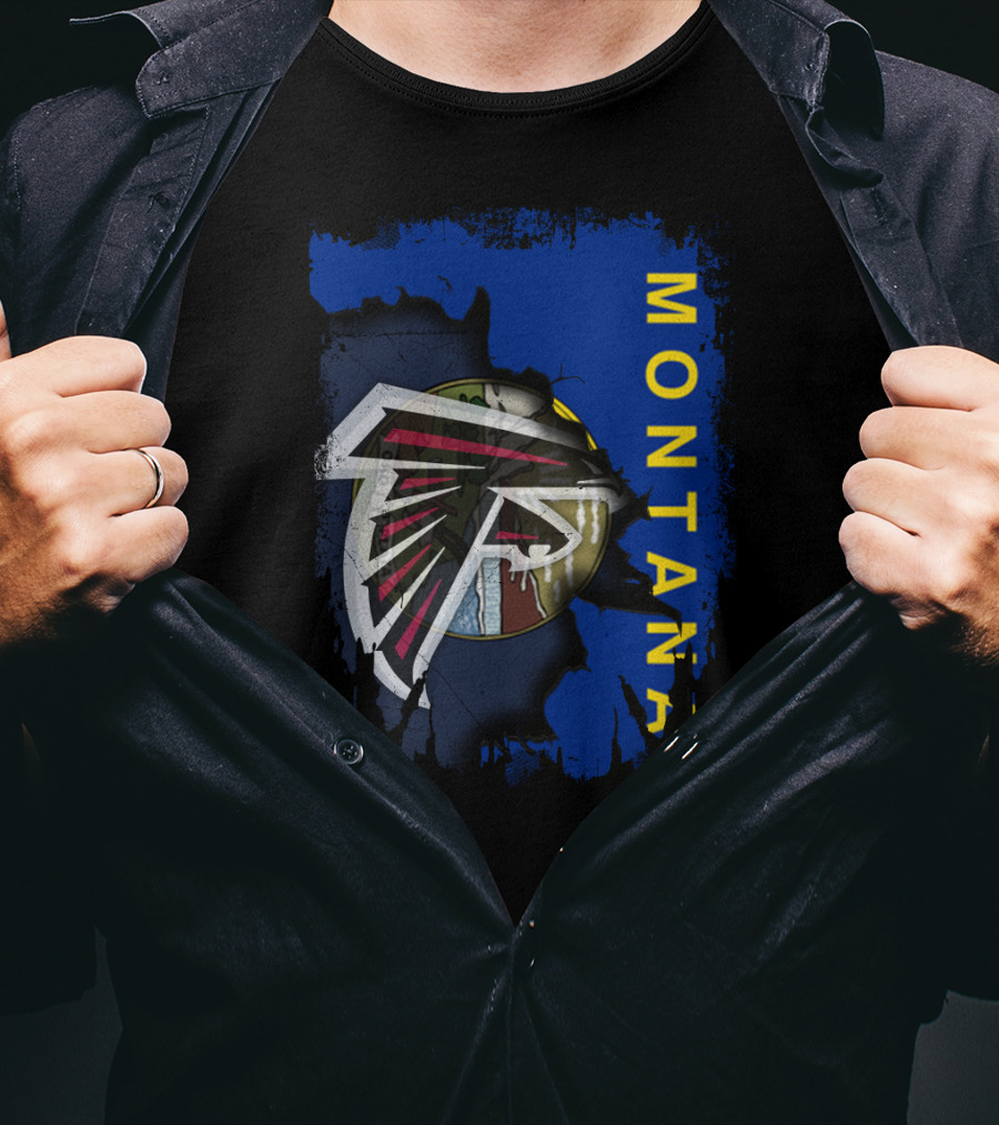 Montana With Falcons Logo And State Elements T-Shirt