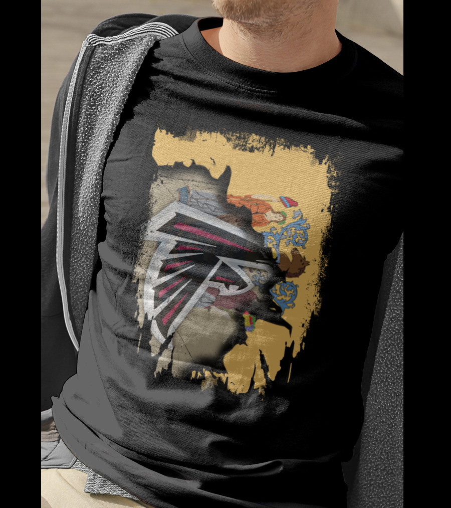 Together New Jersey With Falcons Atlanta Football Logo And State Flag Burst T-Shirt