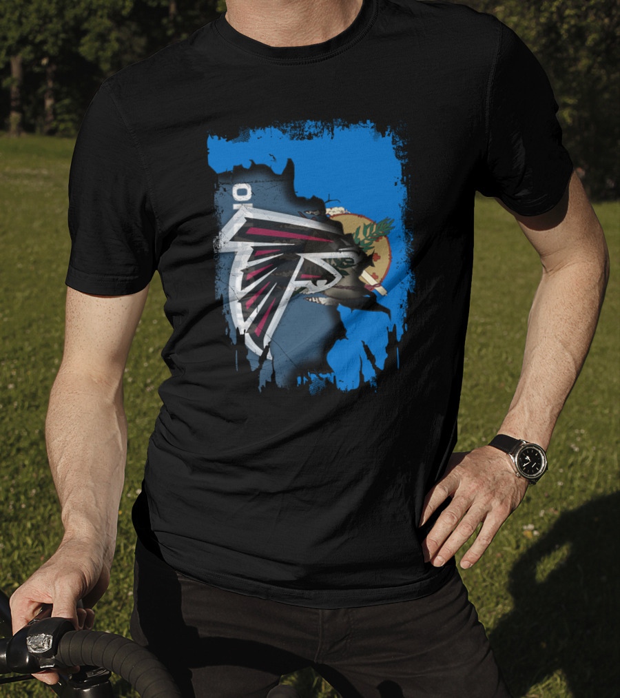 Oklahoma Falcons Logo Blended With State Flag T-Shirt