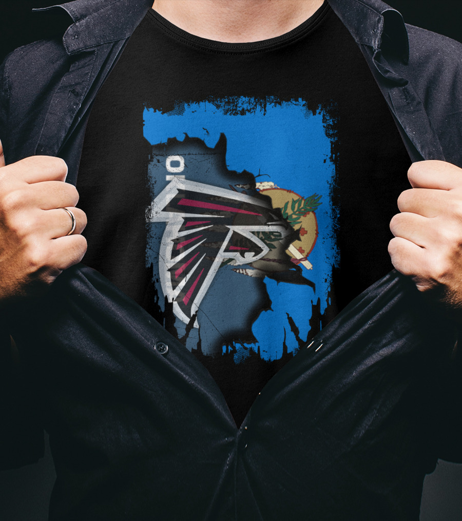Oklahoma Falcons Logo Blended With State Flag T-Shirt