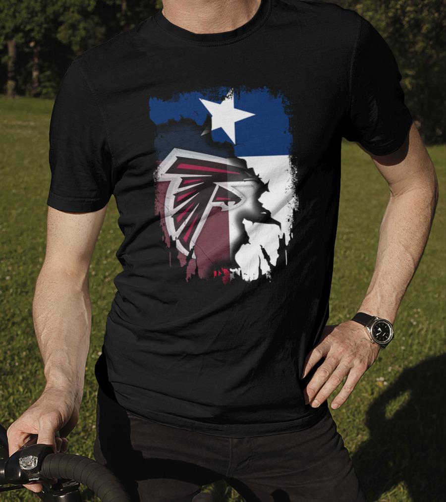 Texas State Flag Combined With Atlanta Falcons T-Shirt
