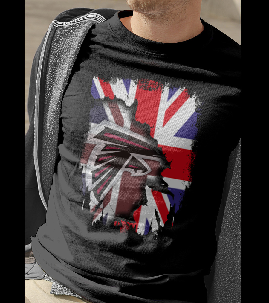 United Kingdom Flag With Falcons Logo Together T-Shirt
