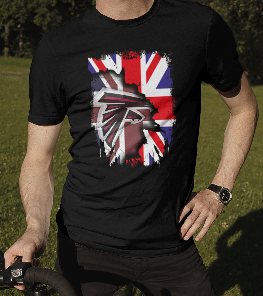 United Kingdom Flag With Falcons Logo Together T-Shirt