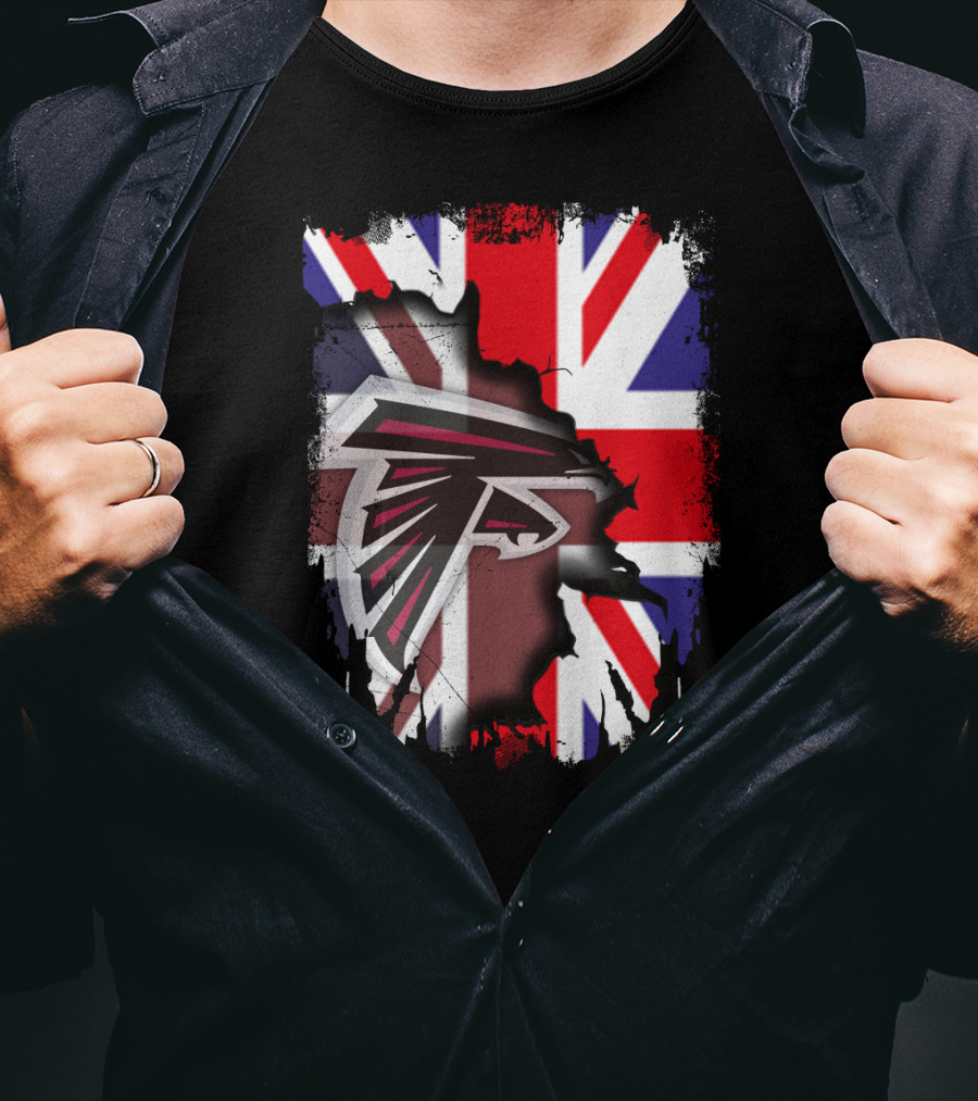 United Kingdom Flag With Falcons Logo Together T-Shirt