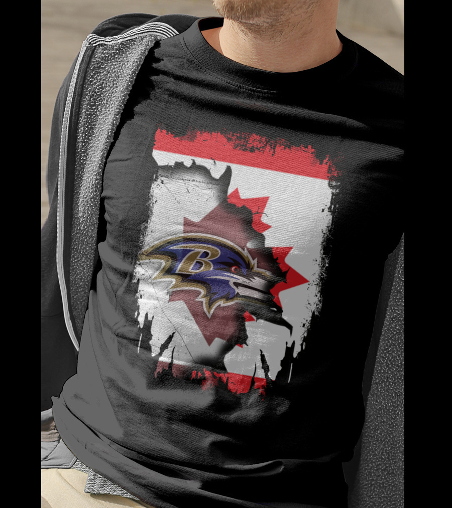 Together Canada Baltimore Ravens Logo Canadian Flag T-Shirt
