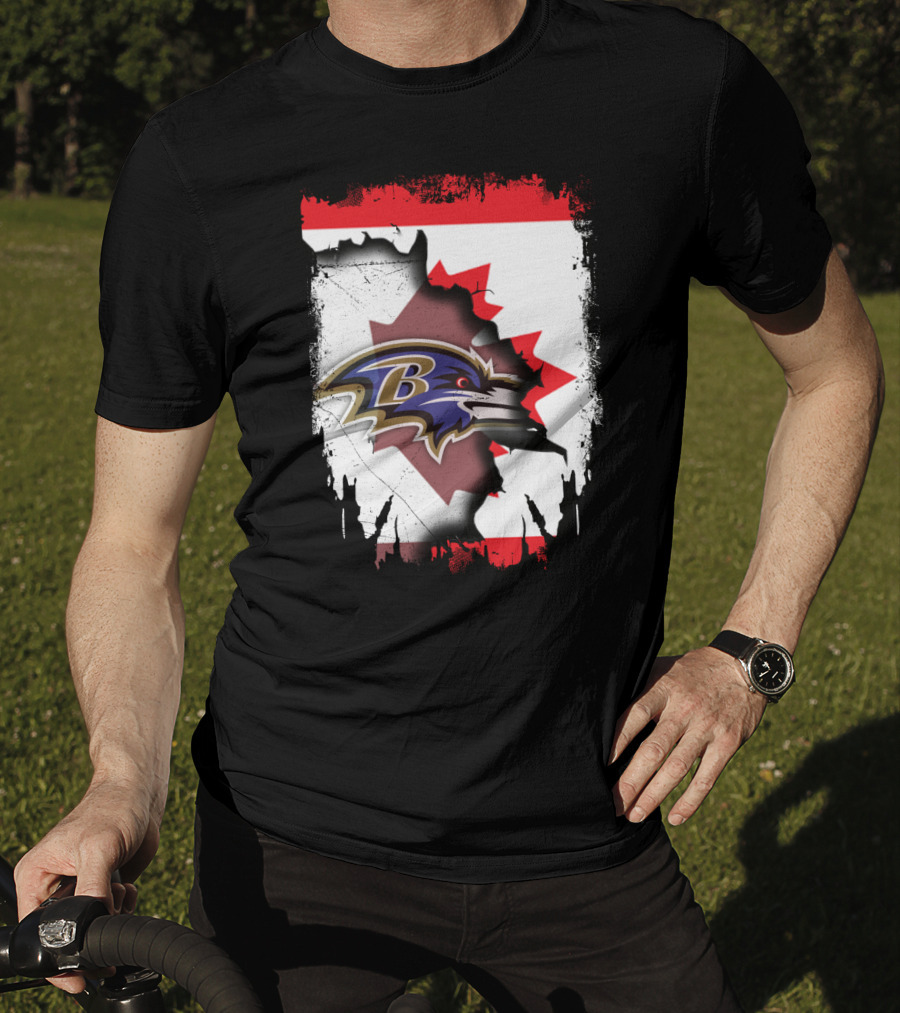 Together Canada Baltimore Ravens Logo Canadian Flag T-Shirt
