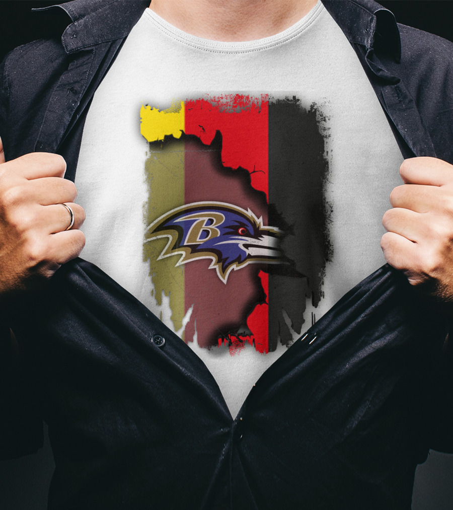 Germany Flag With Baltimore Ravens T-Shirt