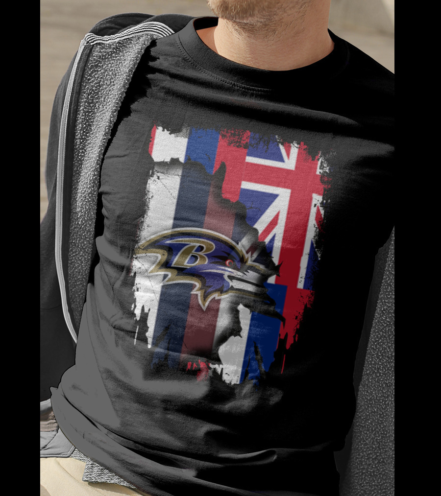 Baltimore Ravens Logo Over Hawaiian Flag Together T-Shirt