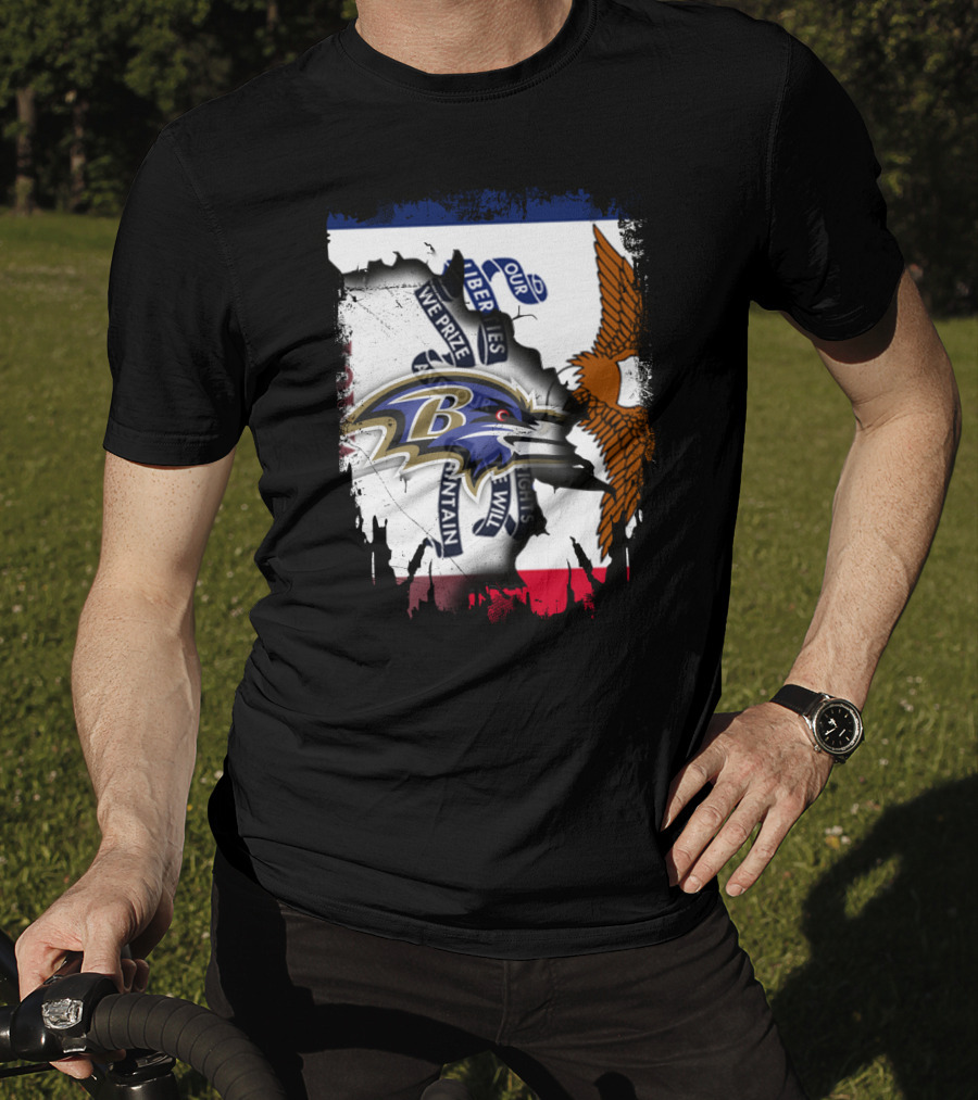 Baltimore Ravens Iowa Flag Tribute Together Forever T-Shirt