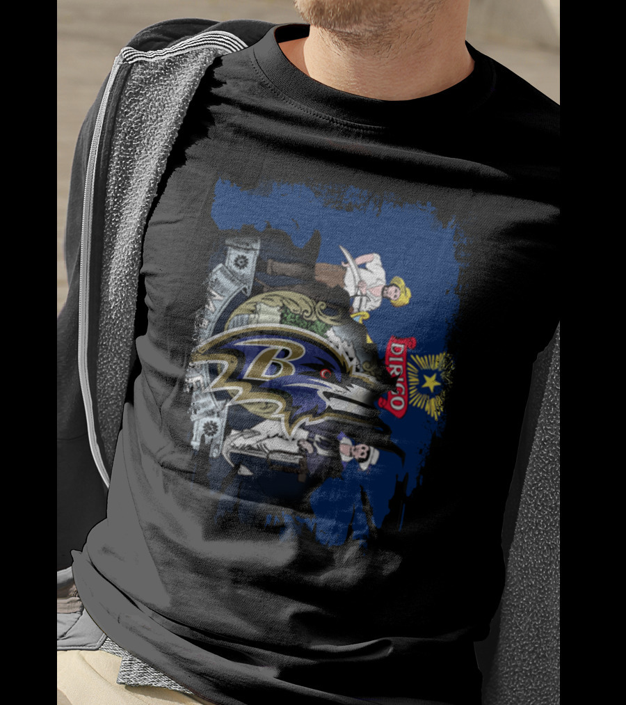 Baltimore Ravens Logo On Maine State Flag Elements T-Shirt