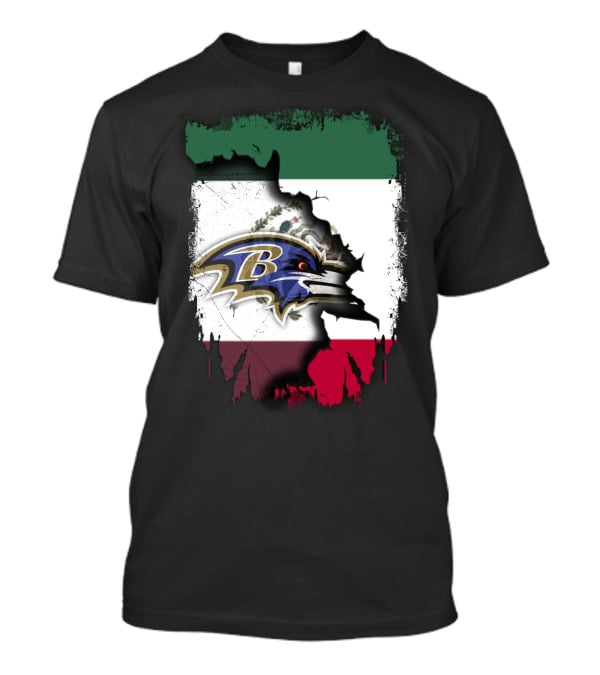 Mexico Flag Map With Baltimore Ravens T-Shirt