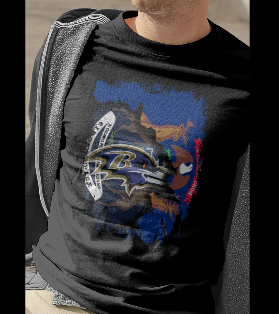 Michigan State Seal With Baltimore Ravens Logo Fusion T-Shirt