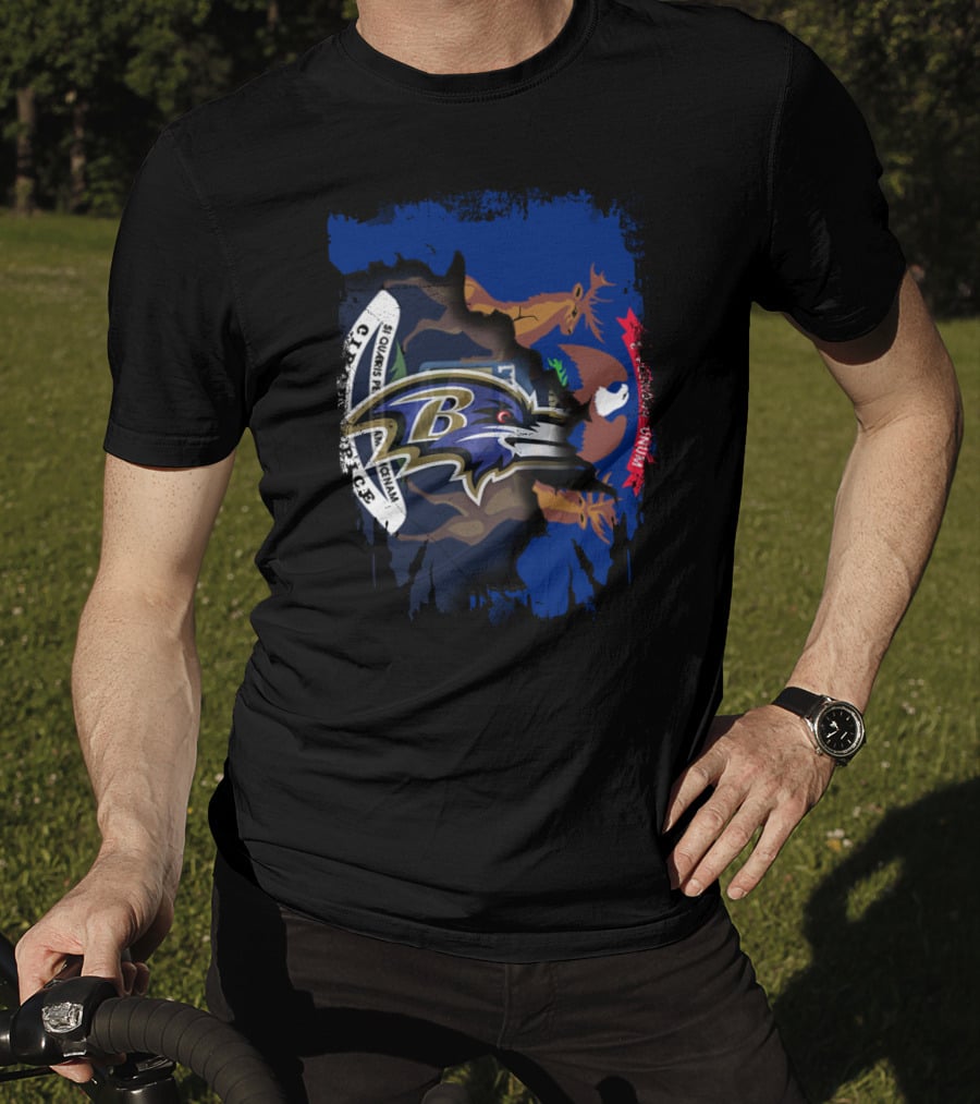 Michigan State Seal With Baltimore Ravens Logo Fusion T-Shirt