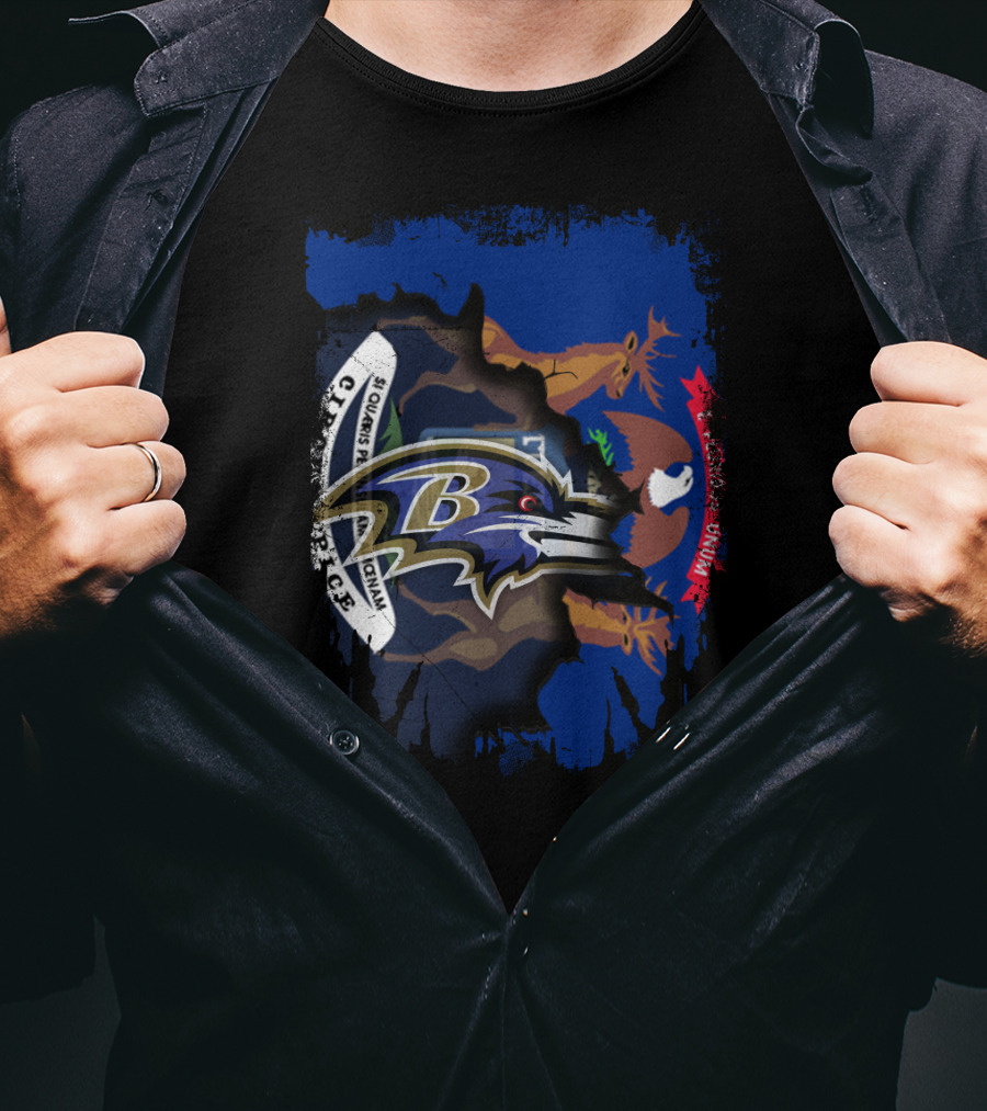 Michigan State Seal With Baltimore Ravens Logo Fusion T-Shirt