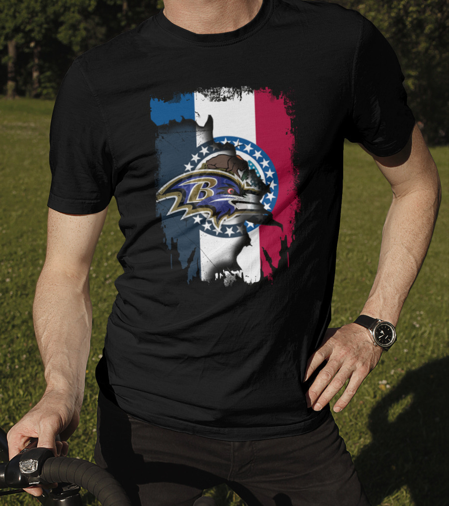 Missouri State Flag Ravens Fusion T-Shirt
