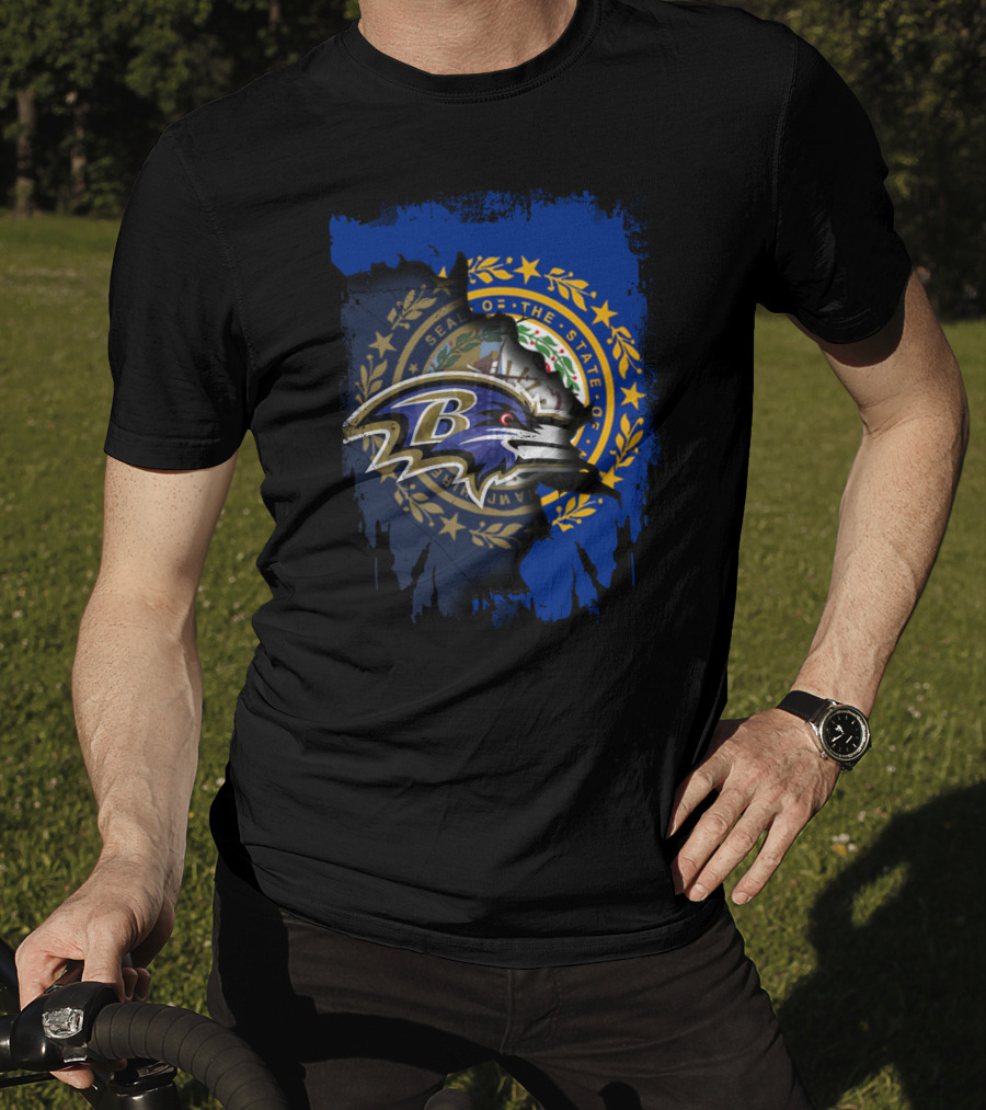 New Hampshire State Seal With Ravens NFL Logo Integration T-Shirt
