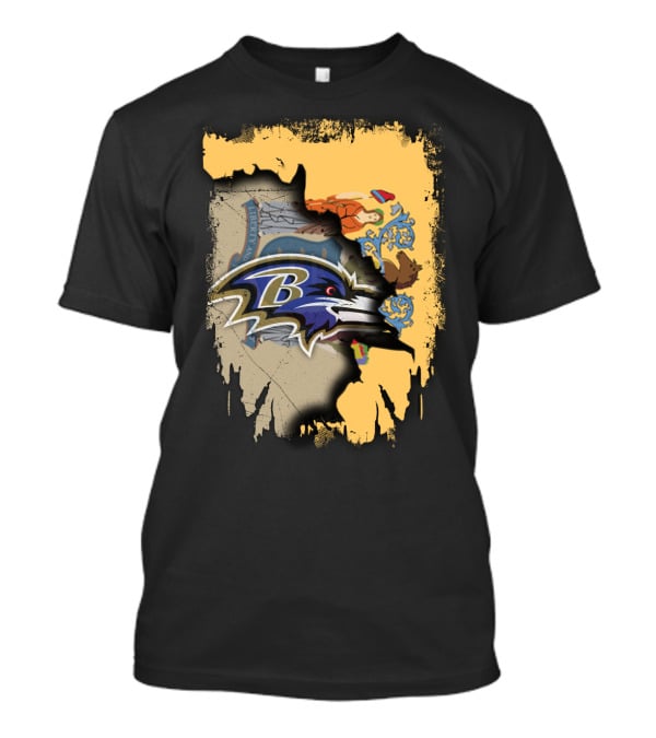 New Jersey State Emblem Combined With Ravens Team T-Shirt