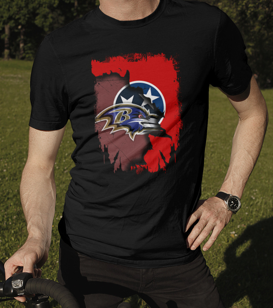 Tennessee Ravens United With Tri-Star Flag Emblem T-Shirt