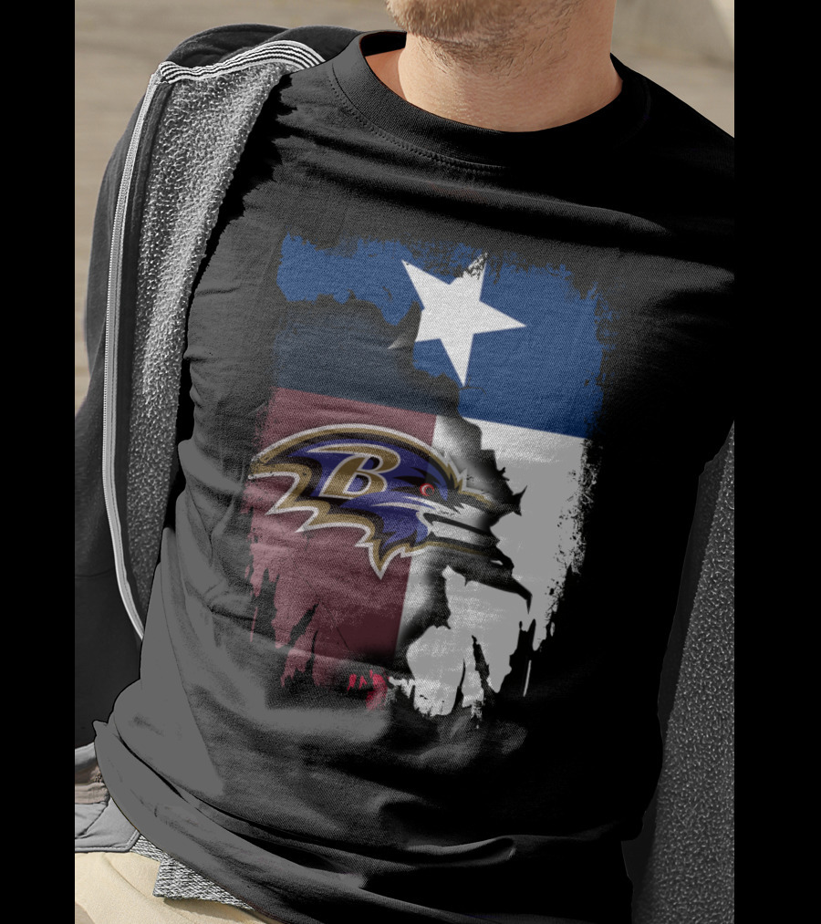 Texas And Baltimore Ravens Unity Featuring Lone Star And Team T-Shirt
