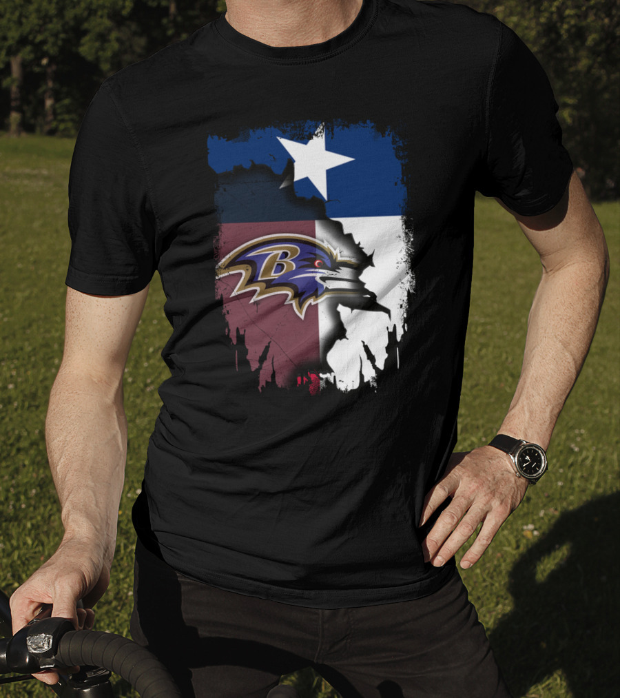 Texas And Baltimore Ravens Unity Featuring Lone Star And Team T-Shirt