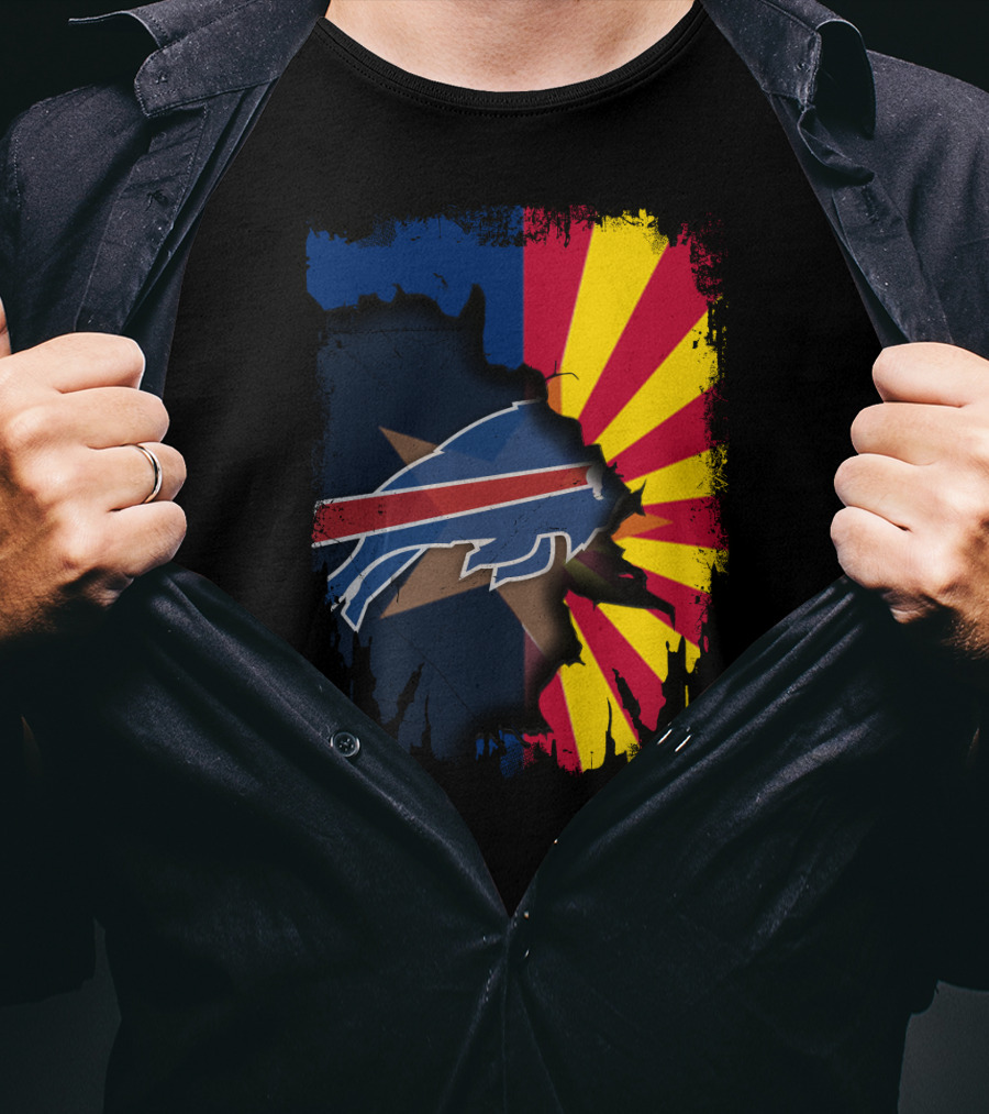 Arizona Flag And Buffalo Bills Logo United In Torn T-Shirt