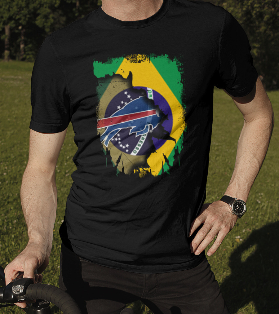 Brazilian Flag With Buffalo Bills Logo Integration T-Shirt
