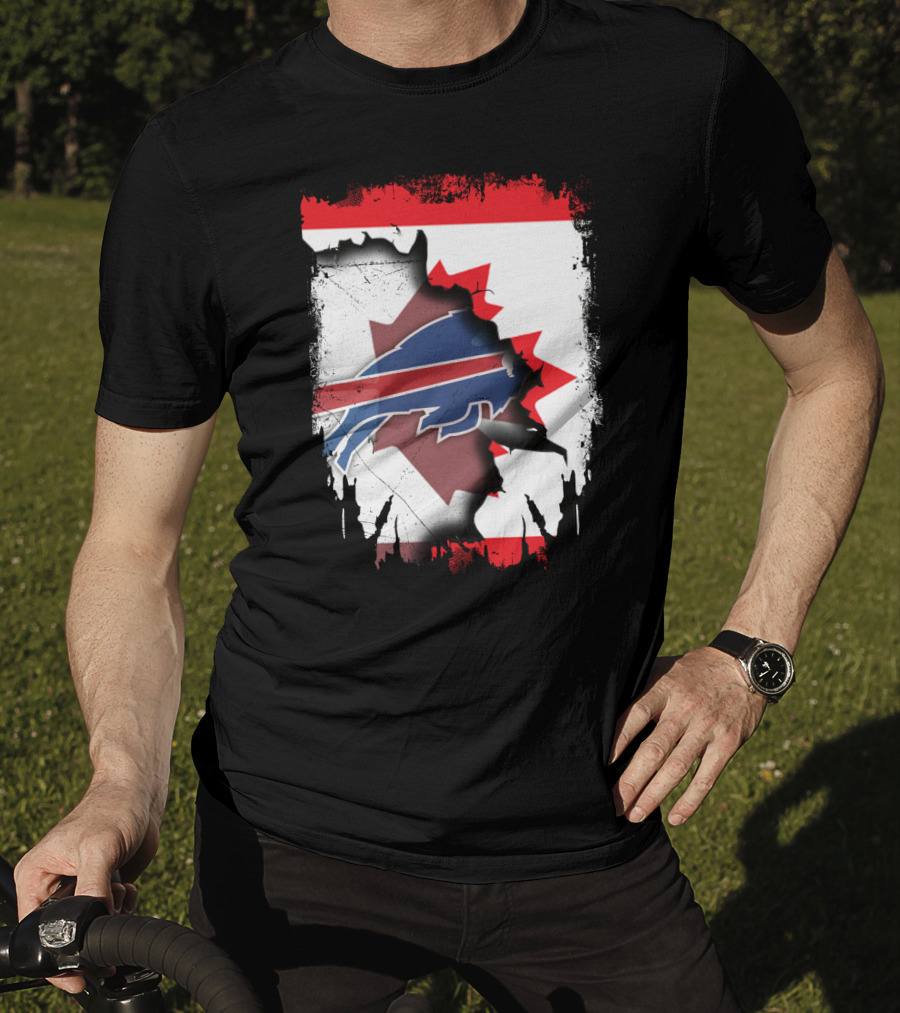 Together Canada With Bills Buffalo Logo And Maple Leaf Banner T-Shirt