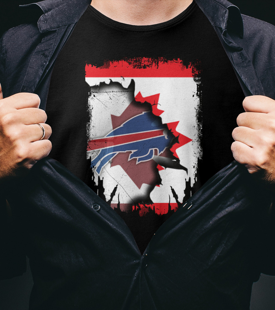 Together Canada With Bills Buffalo Logo And Maple Leaf Banner T-Shirt