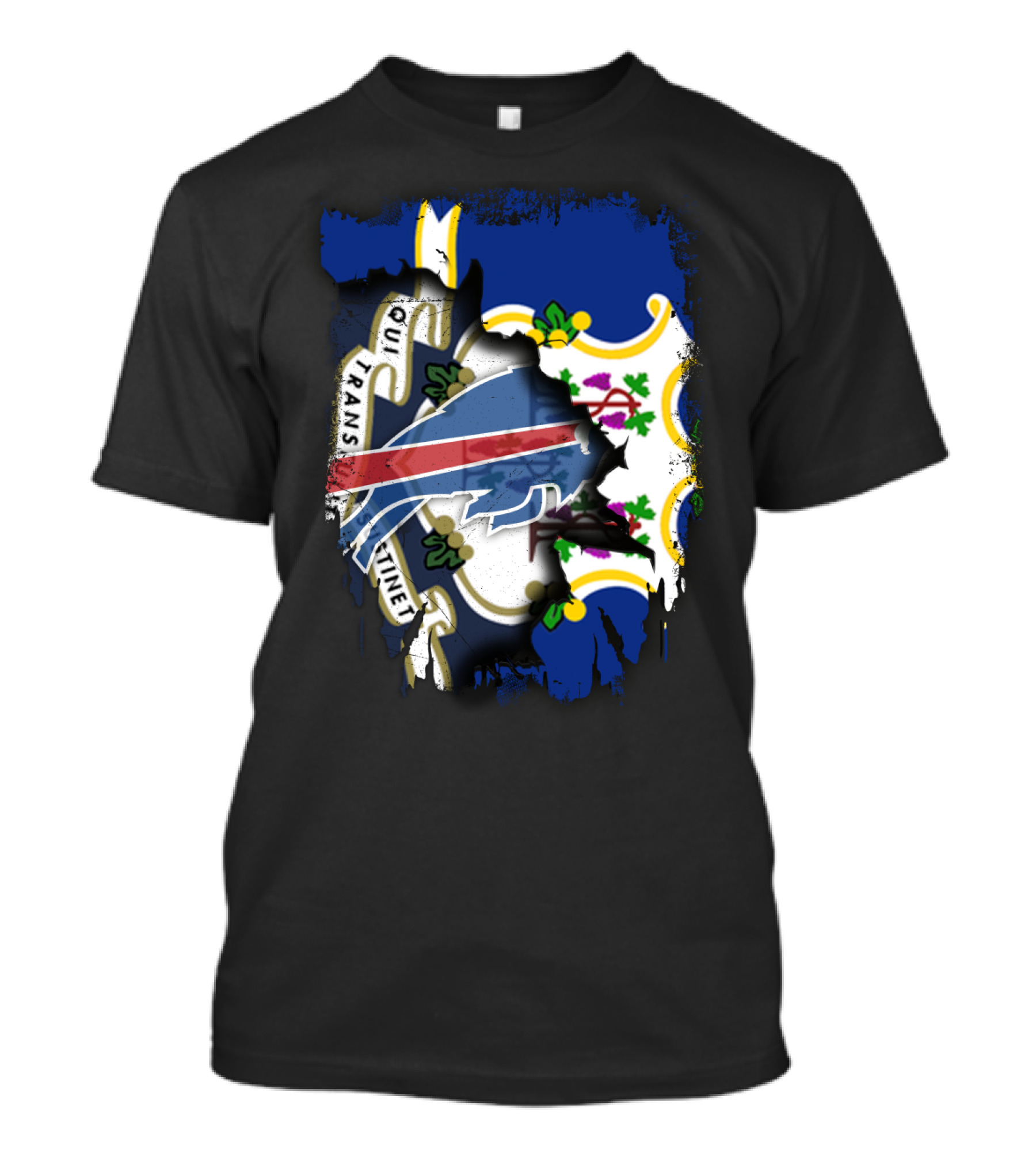 Connecticut Buffalo Bills Fusion With State Flag And Team T-Shirt