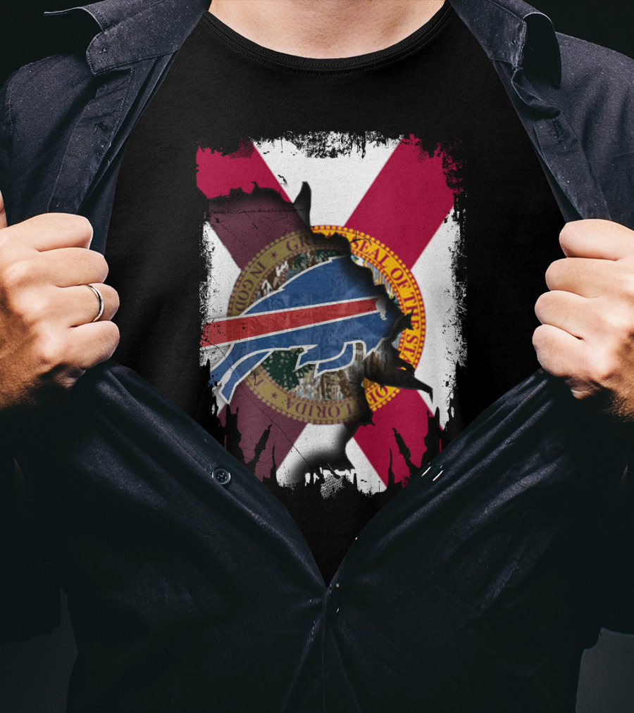 Florida State Seal And American Football Buffalo Symbol Together T-Shirt