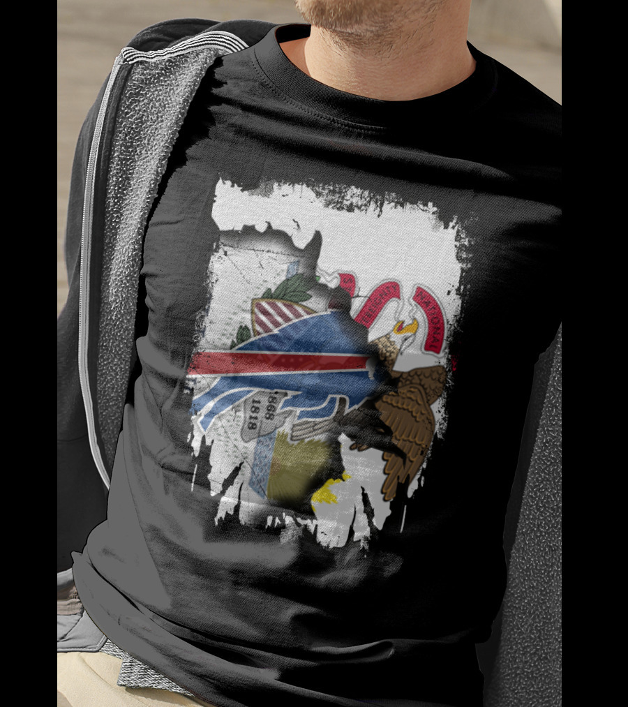 Illinois State Seal And Buffalo Bills Logo Together T-Shirt