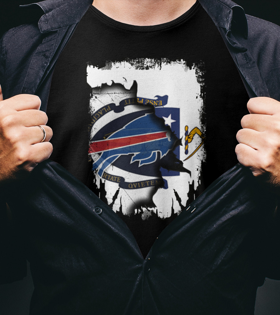 Massachusetts And Buffalo Bills Torn Flag Fusion T-Shirt