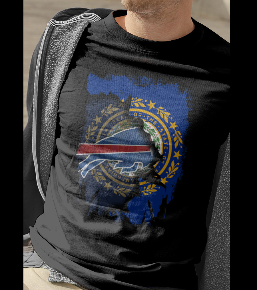 New Hampshire State Seal With Buffalo Bills Logo Integration T-Shirt