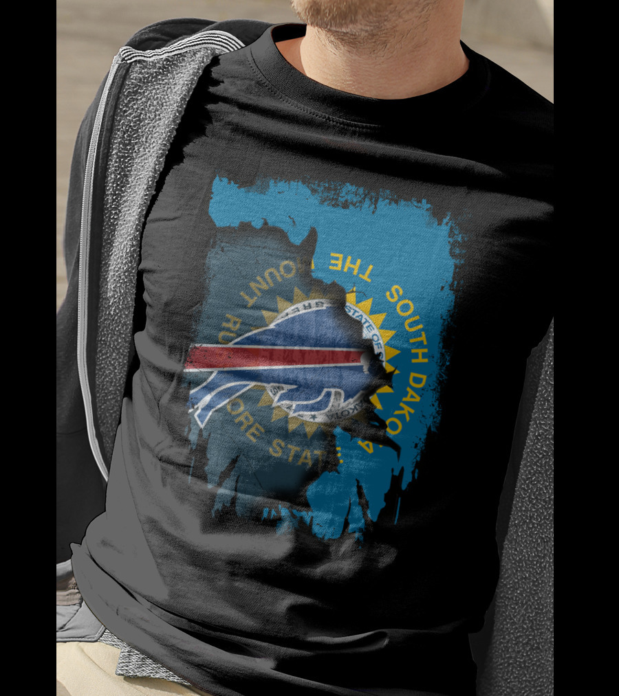 Buffalo Bills South Dakota Flag Fusion T-Shirt