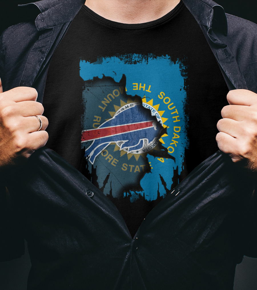 Buffalo Bills South Dakota Flag Fusion T-Shirt