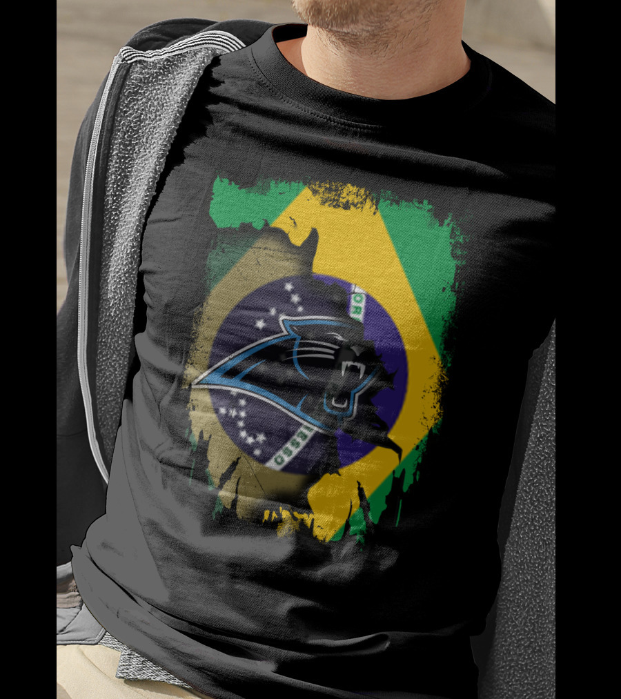 Together Brazil With Carolina Panthers Flag Fusion T-Shirt